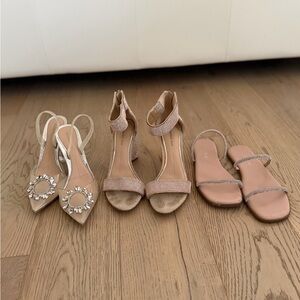 Gianni Bini Size 9 Heel Sandals Set - Silver, Rose, Beige